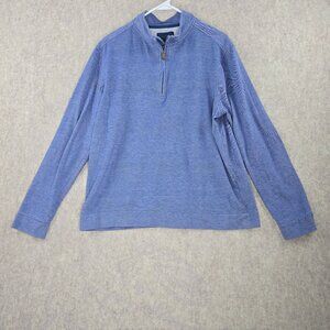 Fairlane Mens Quarter-Zip Pullover Blue Size L Cotton-Blend Long Sleeve